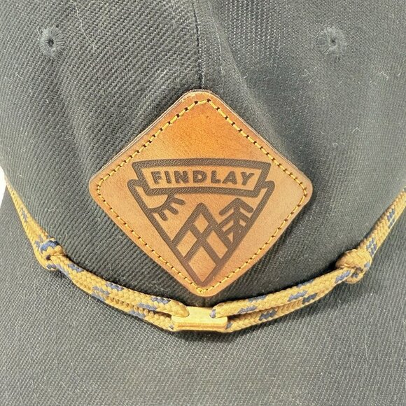 Findlay Snapback Baseball Hat Men Cap Lace Tied Link String Logo Emblem Black - Picture 10 of 12